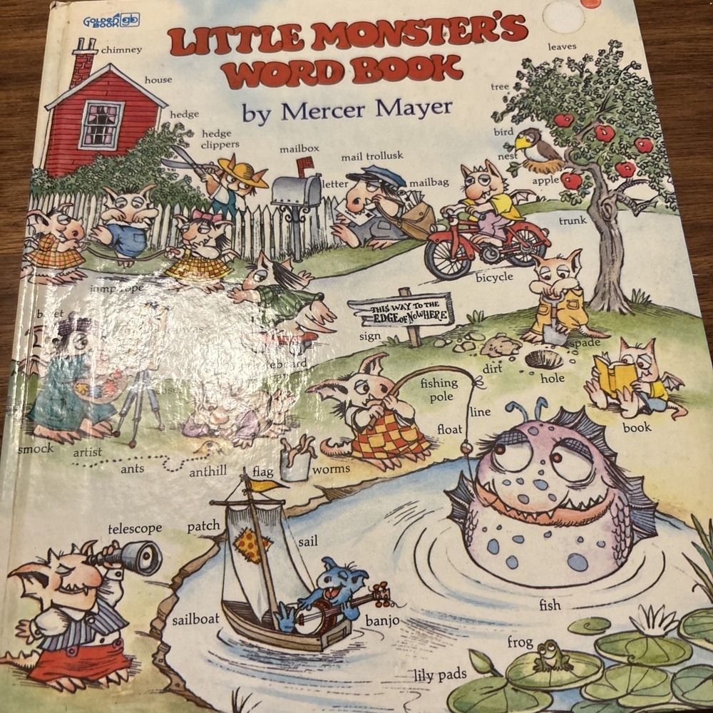 Vintage 1977 Mercer Mayer‎ Little Monster's Word Book HC Golden Book 1970s